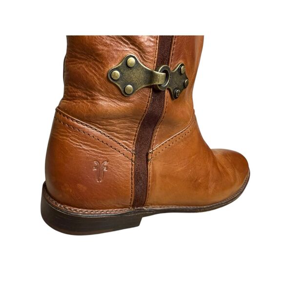 FRYE Paige Women’s 7 Clovertab Cuff Riding Boots Brown Leather Western Boho - Picture 5 of 13